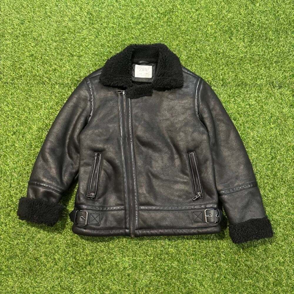 Zara black faux leather jacket